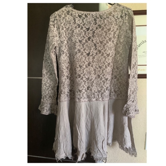 Delicate Lace Dress/Tunic Top In Mocha - Picture 5 of 6